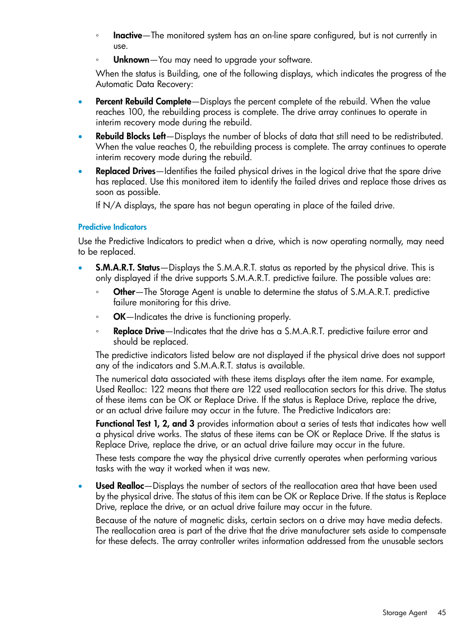 Predictive indicators | HP Insight Management Agents User Manual | Page 45 / 161