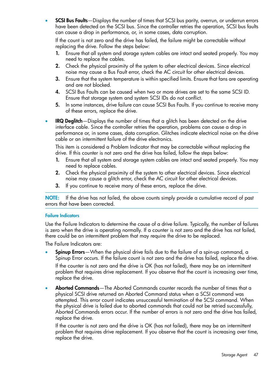 Failure indicators | HP Insight Management Agents User Manual | Page 47 / 161