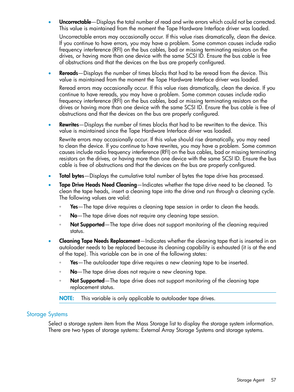 Storage systems | HP Insight Management Agents User Manual | Page 57 / 161