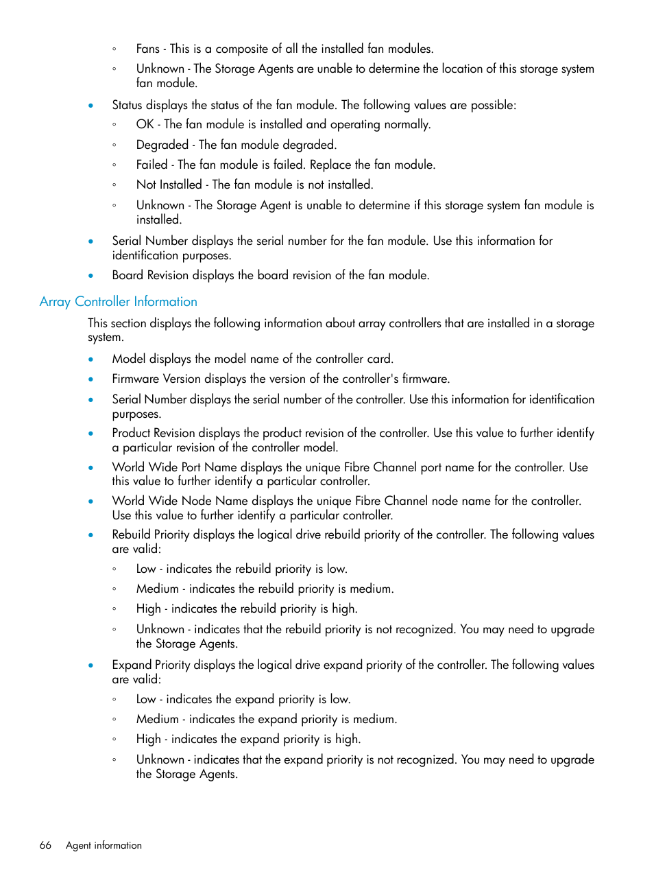 Array controller information | HP Insight Management Agents User Manual | Page 66 / 161