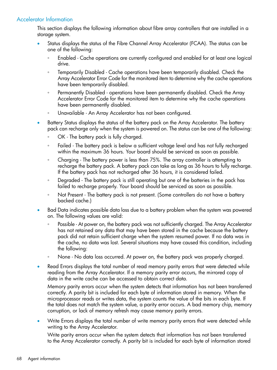 Accelerator information | HP Insight Management Agents User Manual | Page 68 / 161