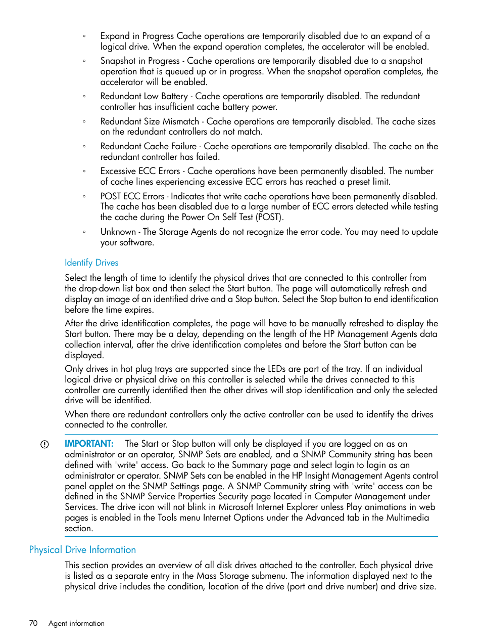 Identify drives, Physical drive information | HP Insight Management Agents User Manual | Page 70 / 161