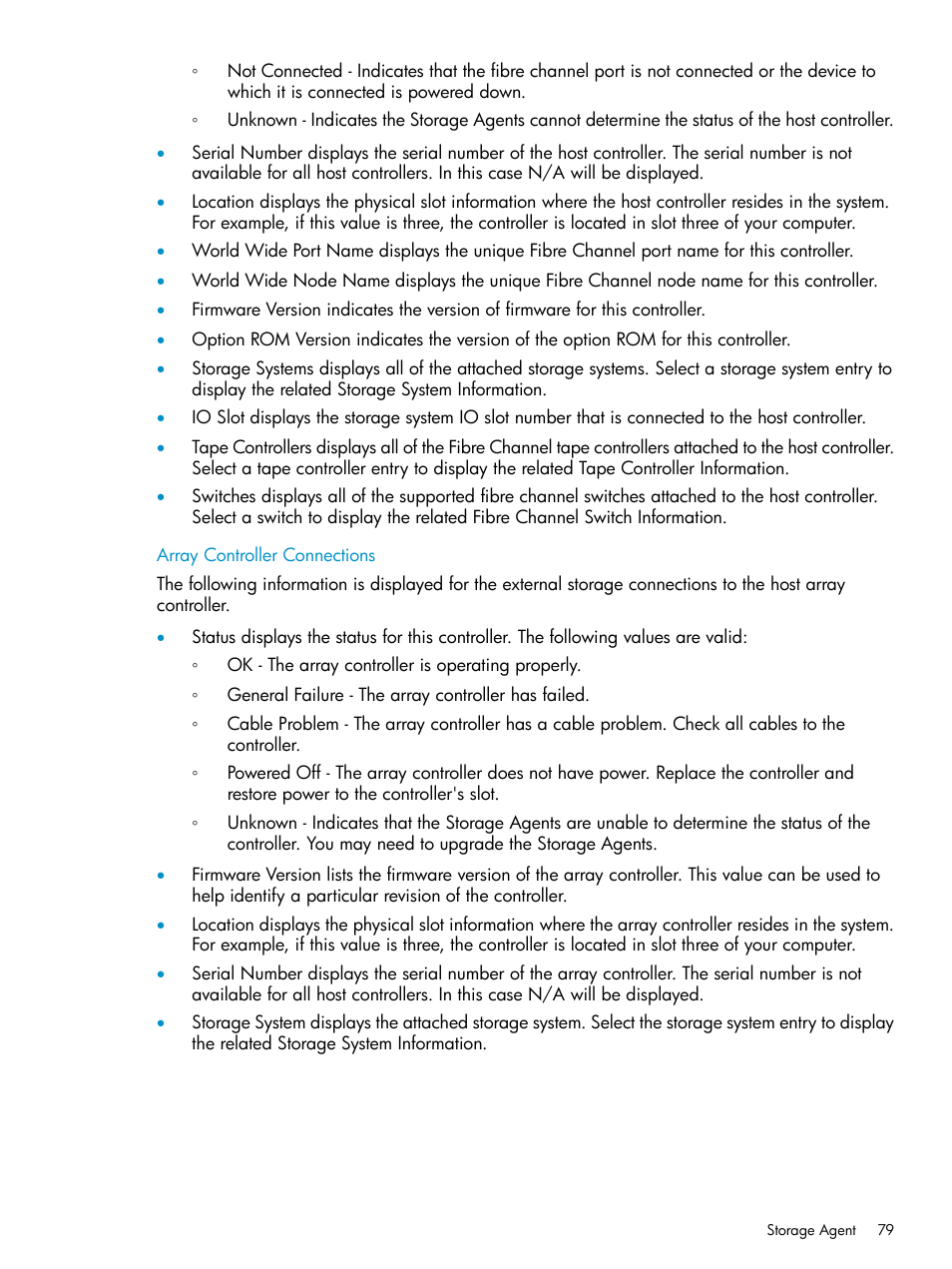 Array controller connections | HP Insight Management Agents User Manual | Page 79 / 161