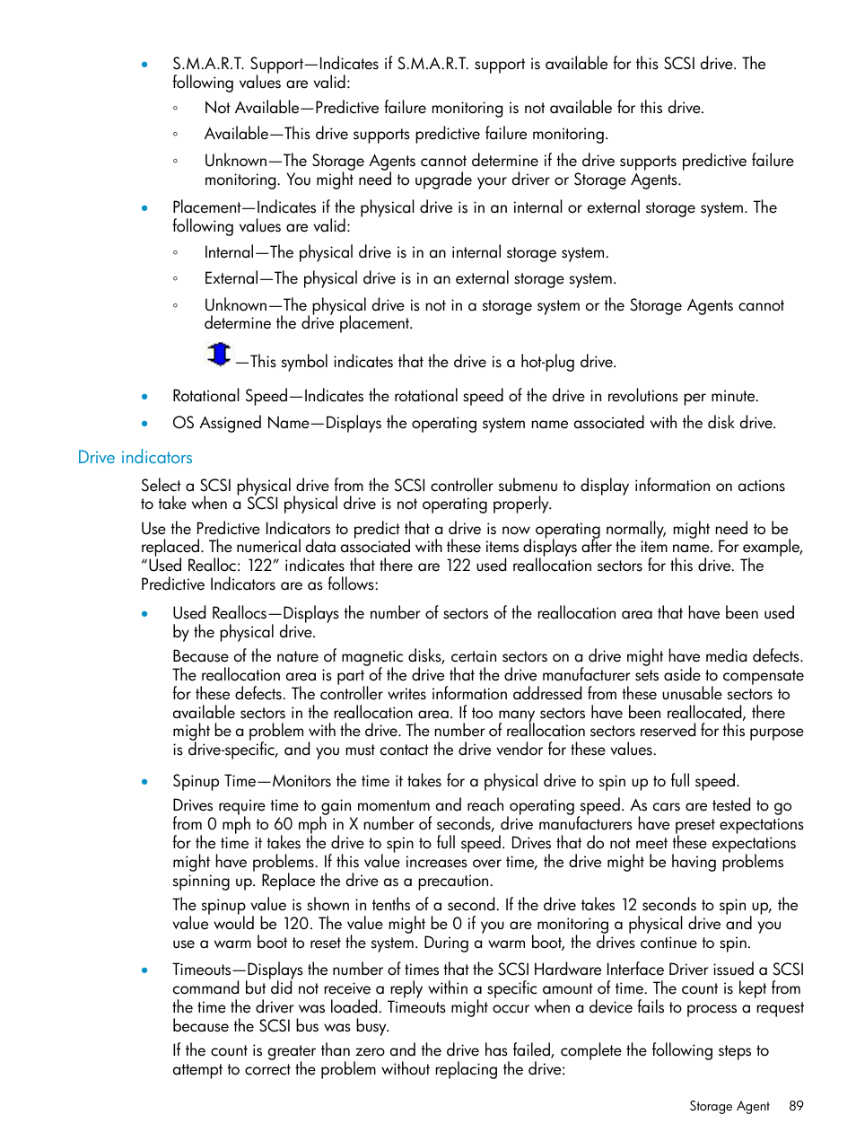 Drive indicators | HP Insight Management Agents User Manual | Page 89 / 161