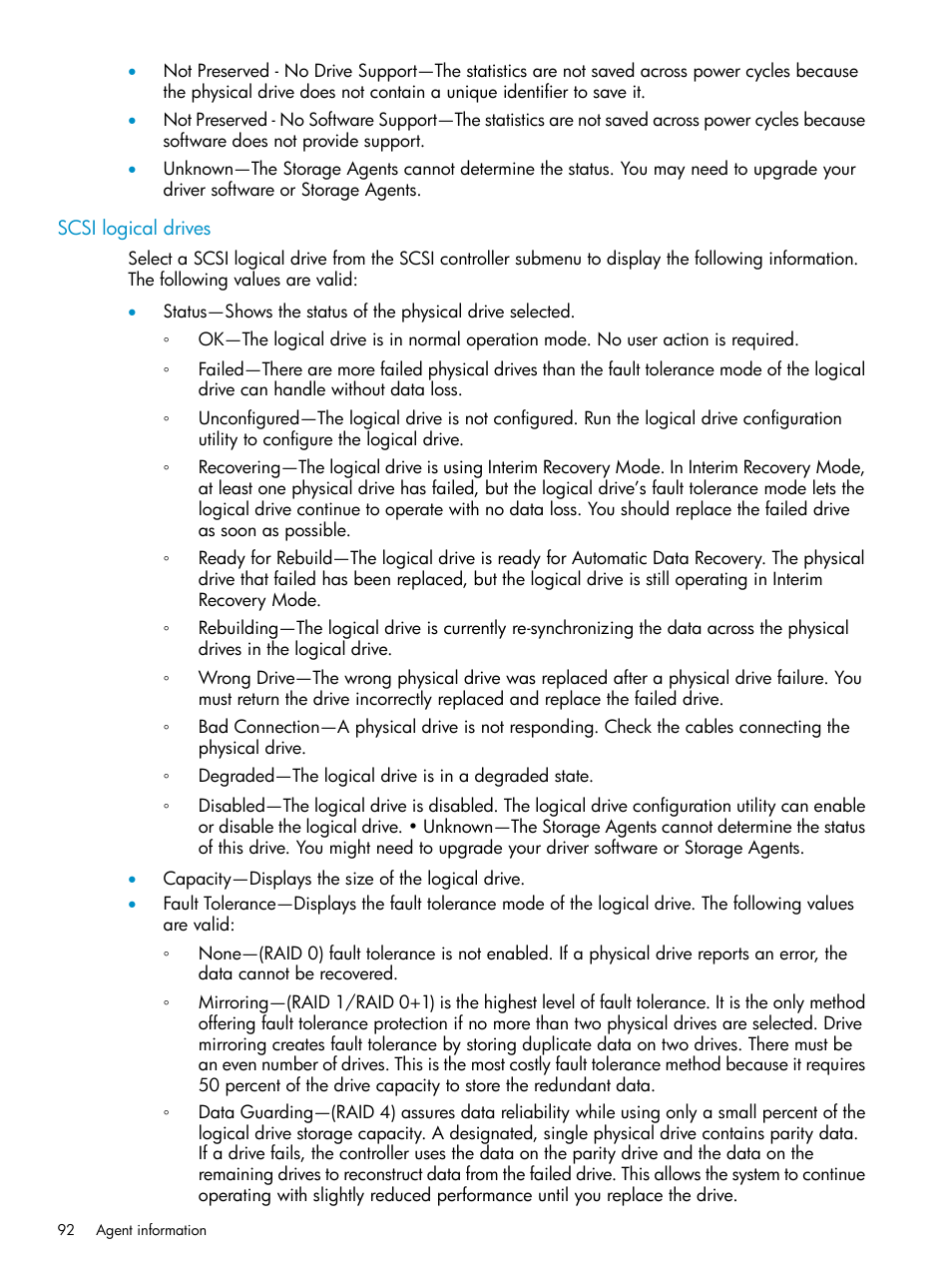 Scsi logical drives | HP Insight Management Agents User Manual | Page 92 / 161