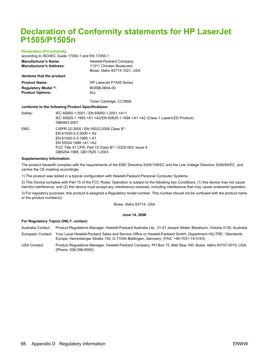 HP LaserJet P1007 Printer User Manual | Page 108 / 120