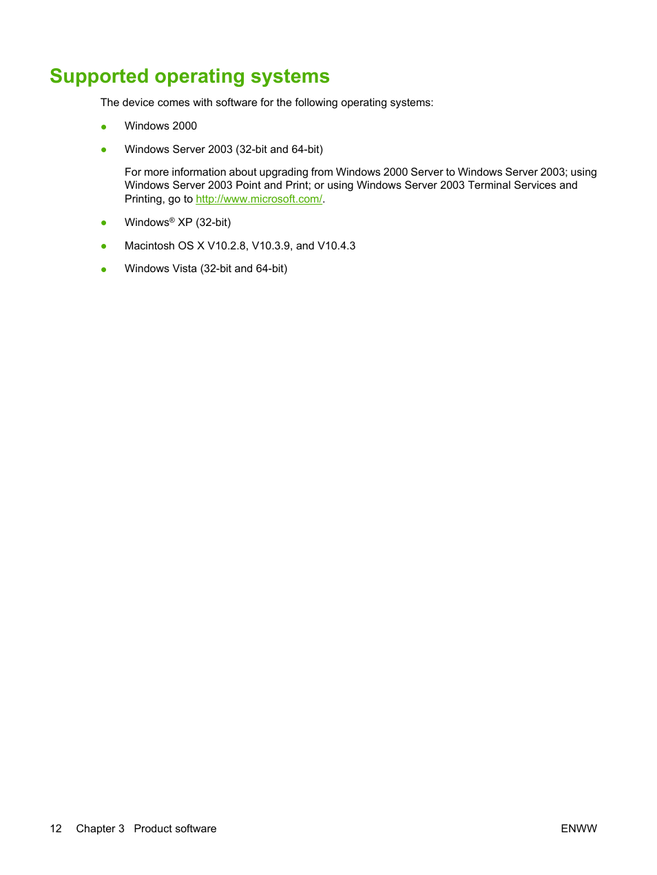 Supported operating systems | HP LaserJet P1007 Printer User Manual | Page 22 / 120