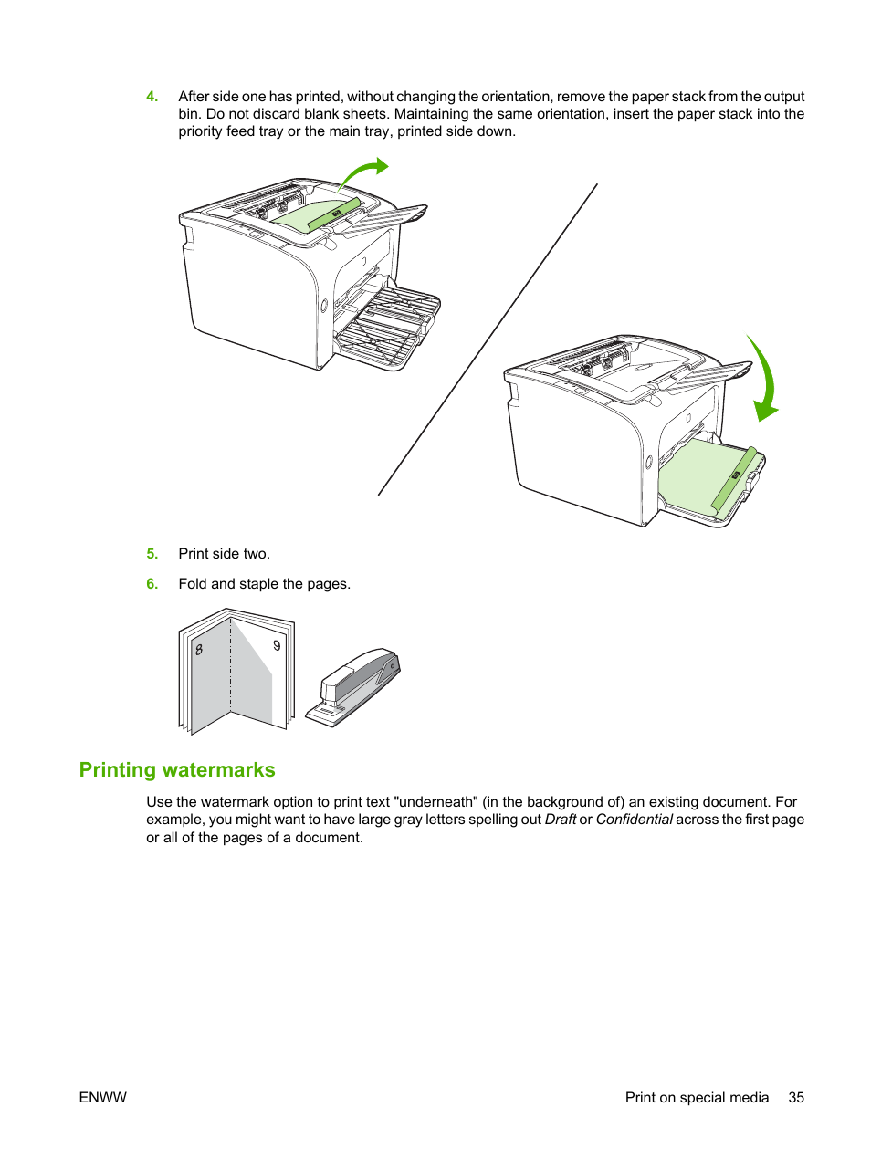 Printing watermarks | HP LaserJet P1007 Printer User Manual | Page 45 / 120