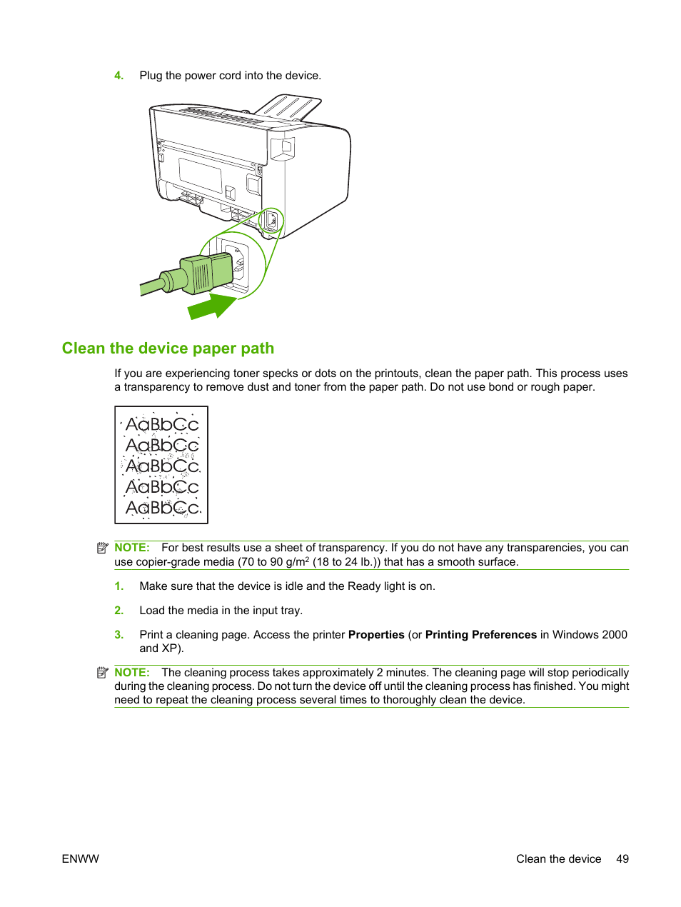 Clean the device paper path | HP LaserJet P1007 Printer User Manual | Page 59 / 120