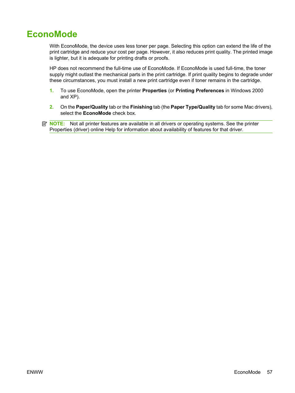 Economode | HP LaserJet P1007 Printer User Manual | Page 67 / 120