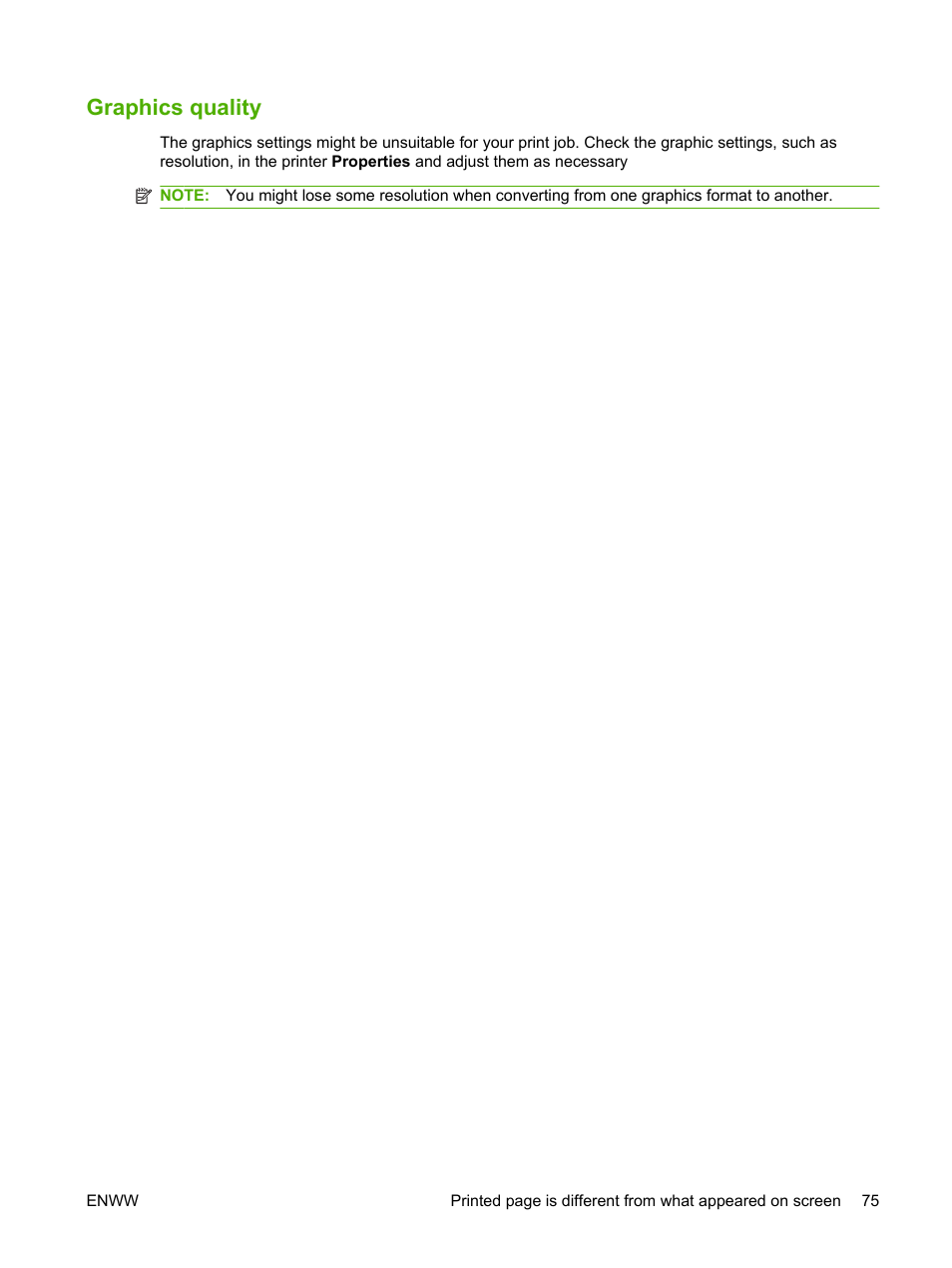 Graphics quality | HP LaserJet P1007 Printer User Manual | Page 85 / 120