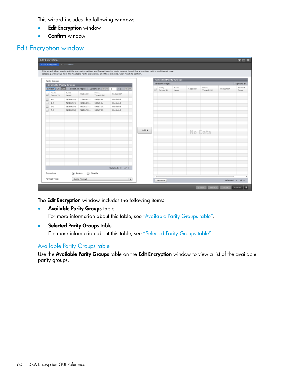 Edit encryption window | HP XP7 Storage User Manual | Page 60 / 68