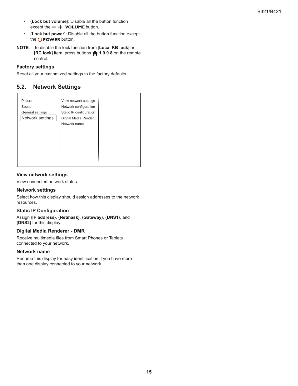 Network settings | HP B321 31.5-inch LED Digital Signage Display User Manual | Page 23 / 29