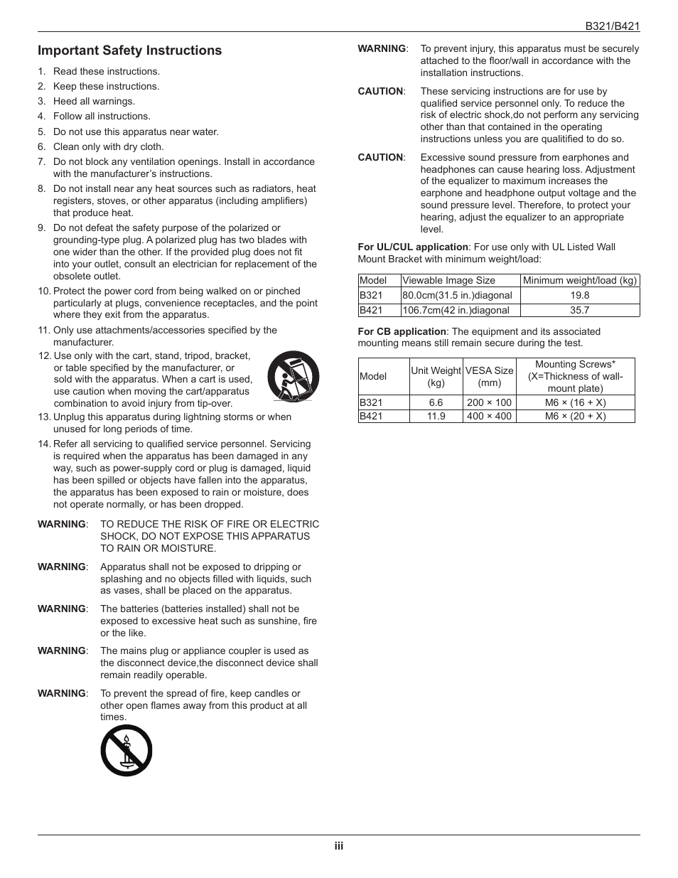 Important safety instructions | HP B321 31.5-inch LED Digital Signage Display User Manual | Page 3 / 29