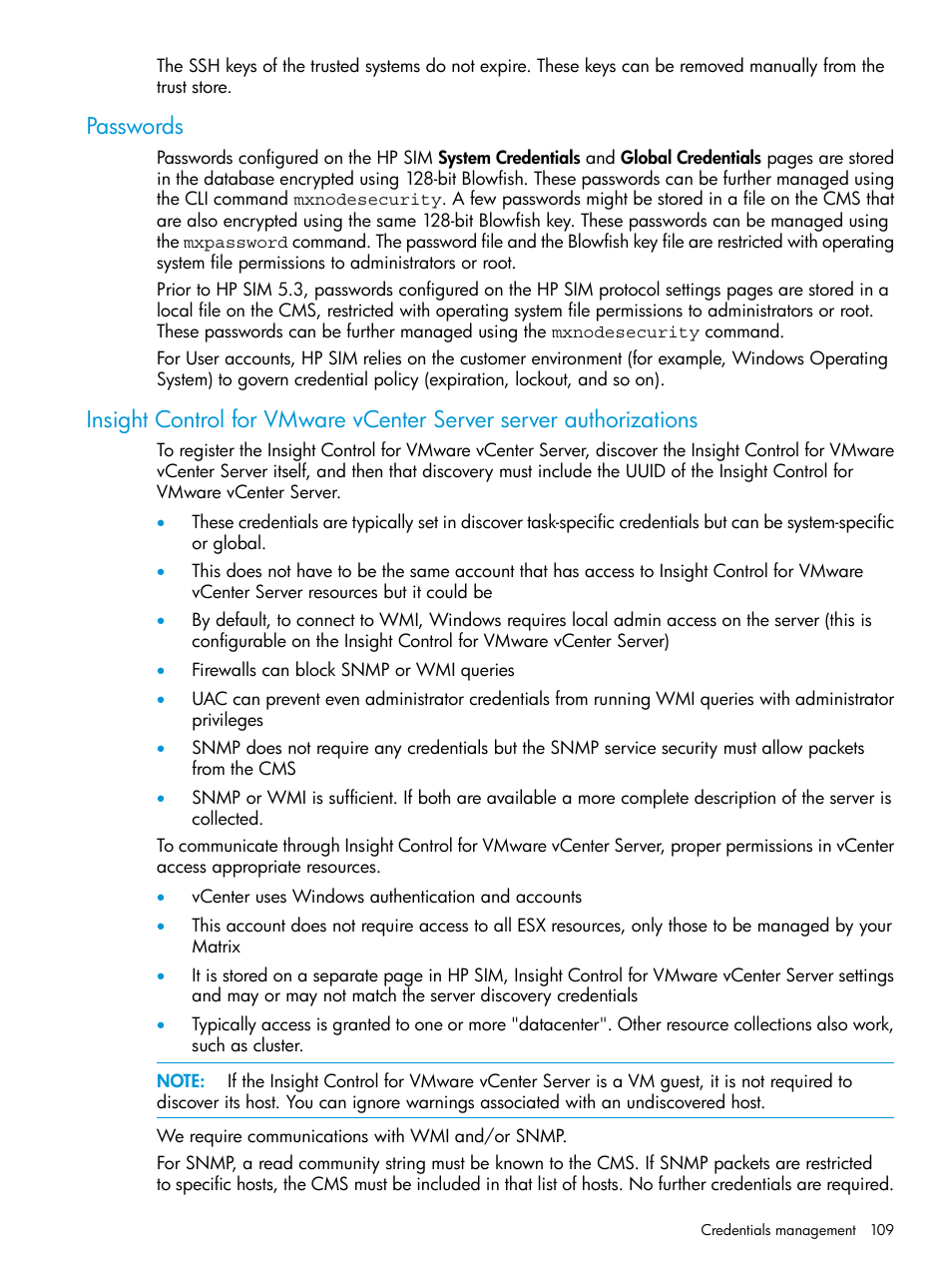 Passwords | HP Systems Insight Manager User Manual | Page 109 / 256