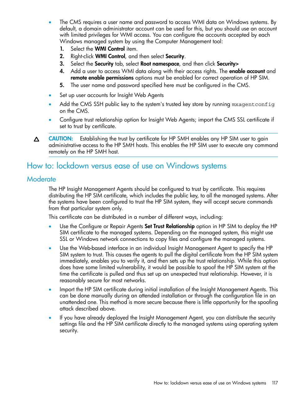 Moderate | HP Systems Insight Manager User Manual | Page 117 / 256