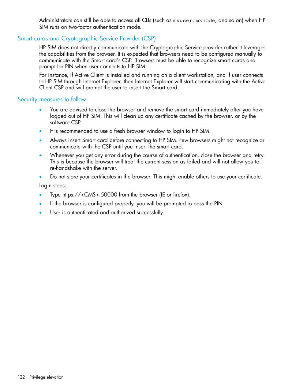 Security measures to follow | HP Systems Insight Manager User Manual | Page 122 / 256