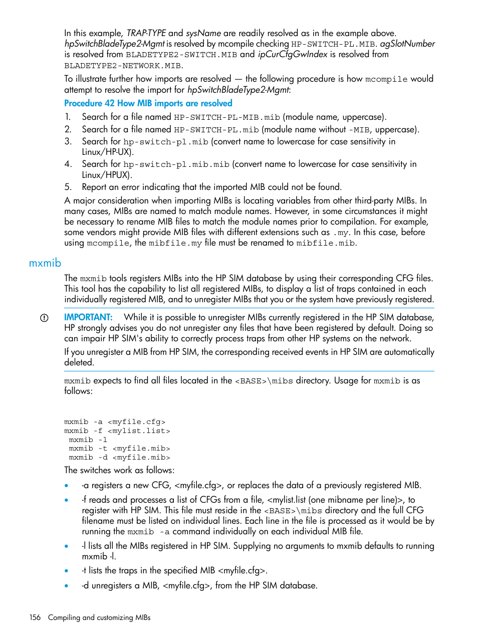 Mxmib | HP Systems Insight Manager User Manual | Page 156 / 256