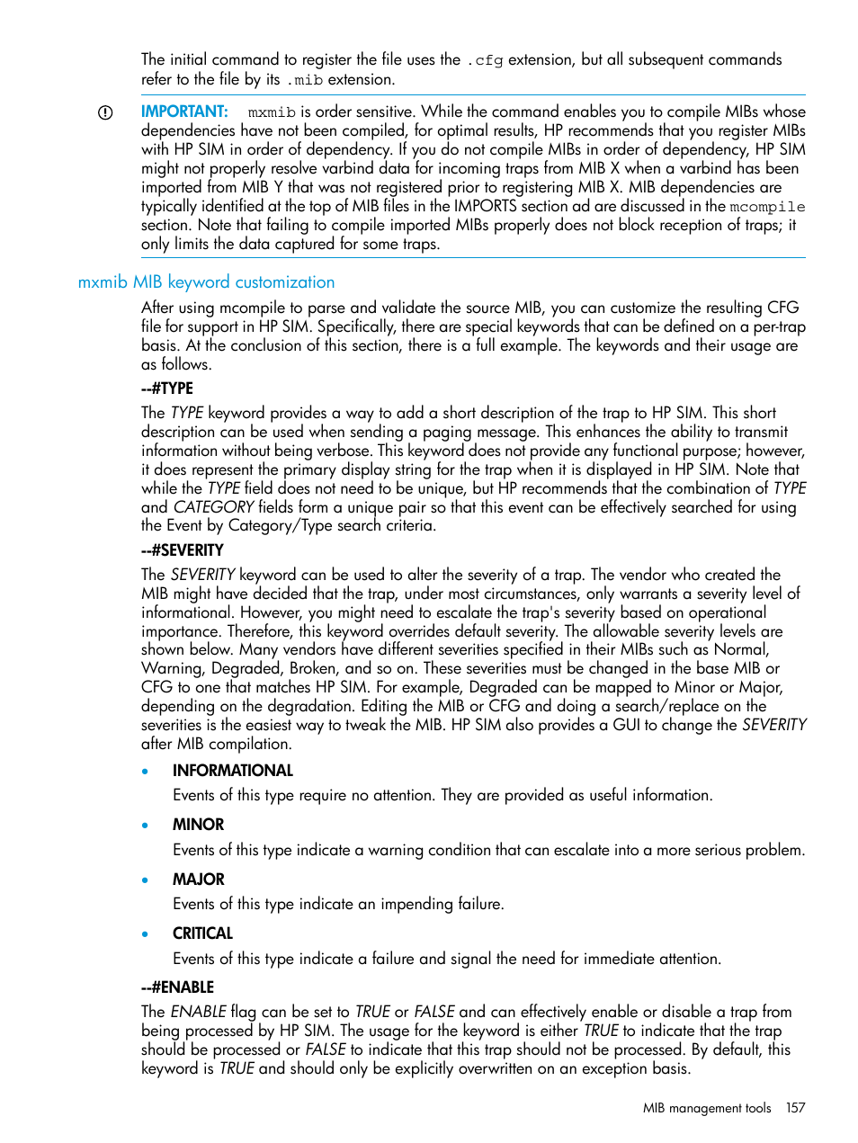 Mxmib mib keyword customization | HP Systems Insight Manager User Manual | Page 157 / 256