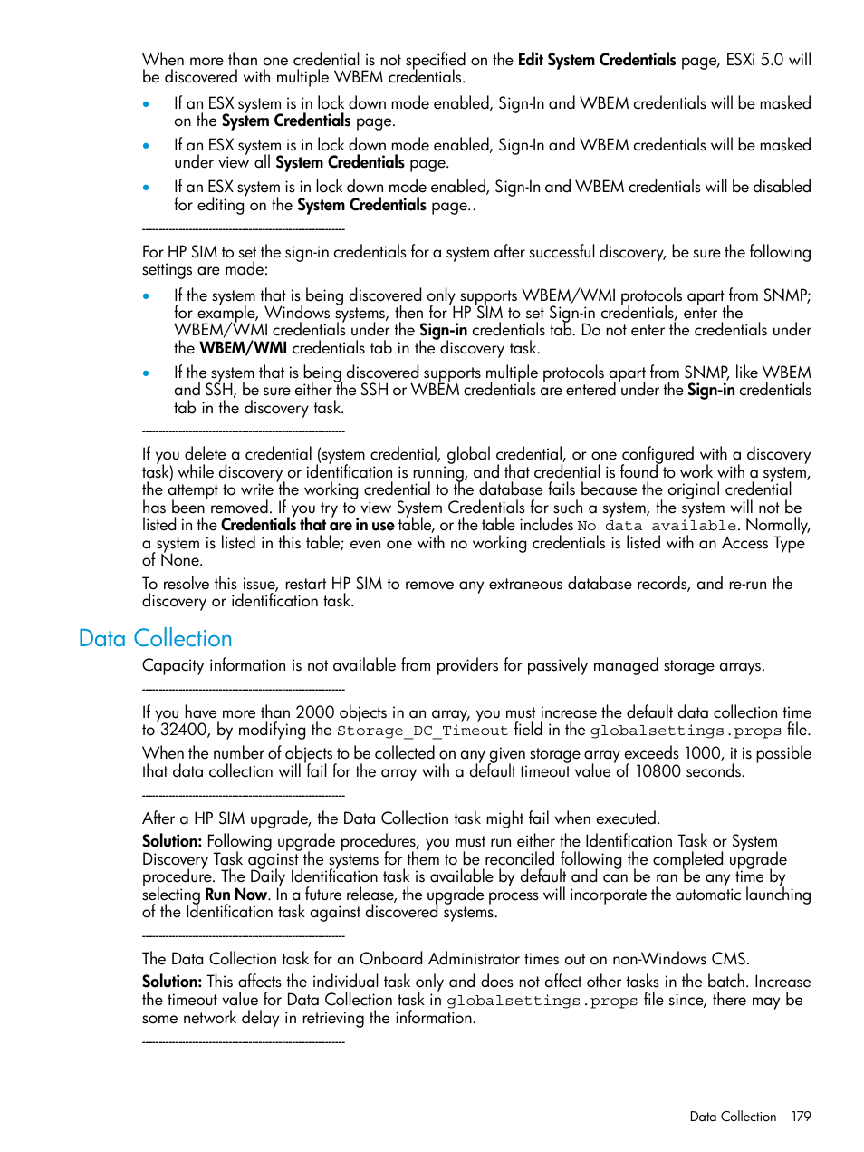 Data collection | HP Systems Insight Manager User Manual | Page 179 / 256