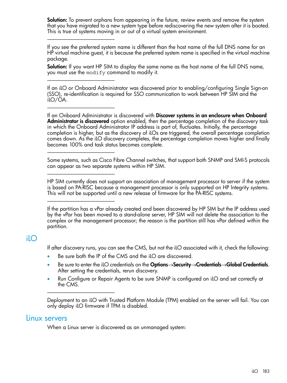 Linux servers | HP Systems Insight Manager User Manual | Page 183 / 256