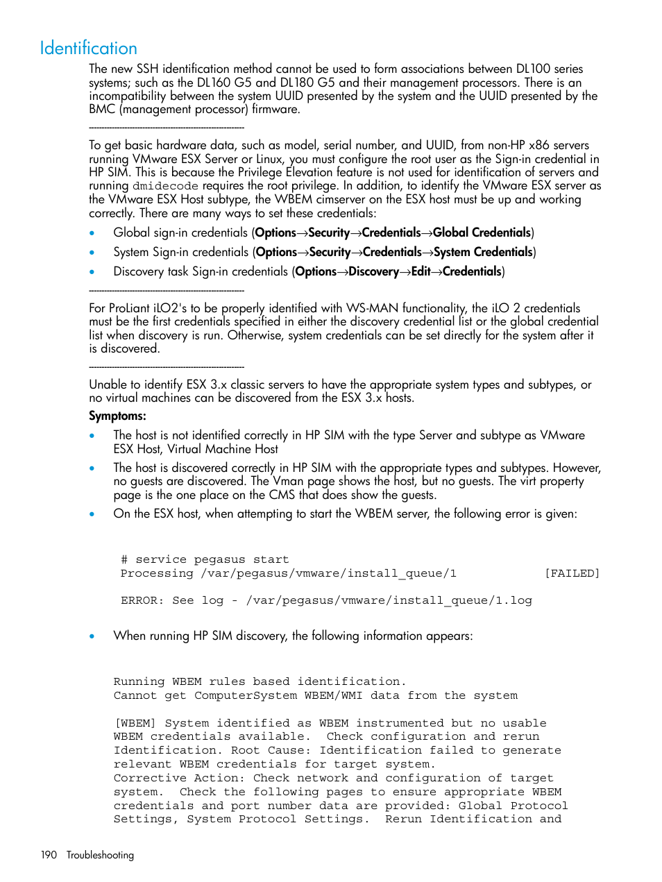 Identification | HP Systems Insight Manager User Manual | Page 190 / 256
