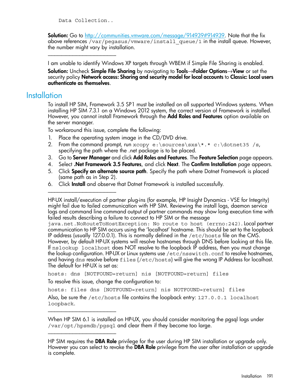 Installation | HP Systems Insight Manager User Manual | Page 191 / 256