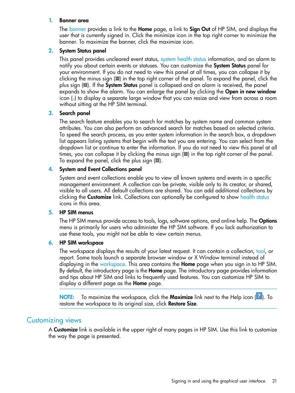 Customizing views | HP Systems Insight Manager User Manual | Page 21 / 256