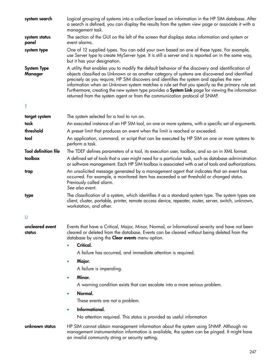 Tool, Toolbox, Tools | Traps, Task | HP Systems Insight Manager User Manual | Page 247 / 256