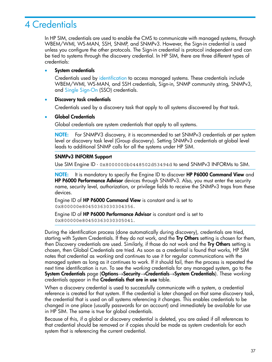 4 credentials | HP Systems Insight Manager User Manual | Page 37 / 256