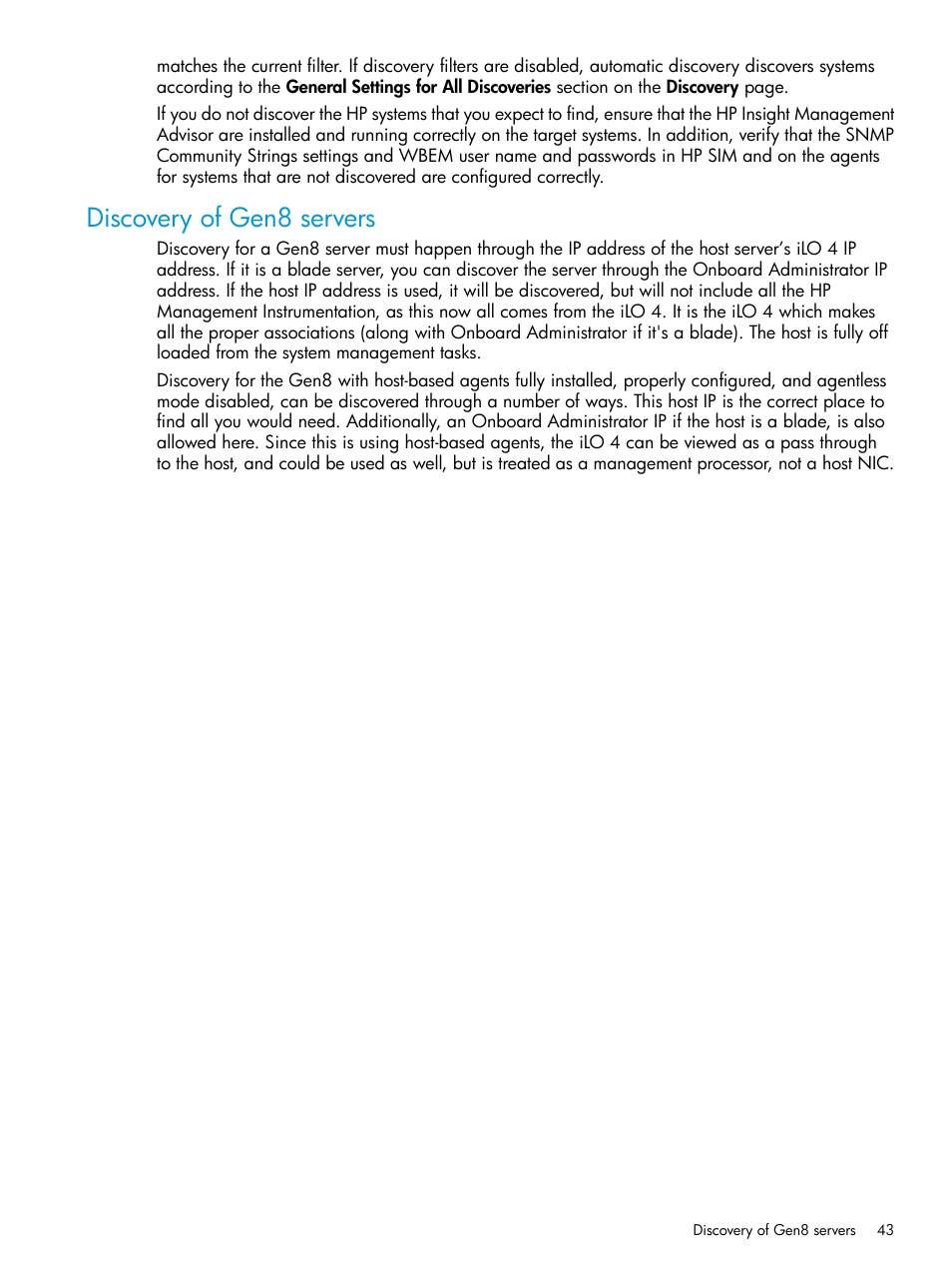 Discovery of gen8 servers | HP Systems Insight Manager User Manual | Page 43 / 256