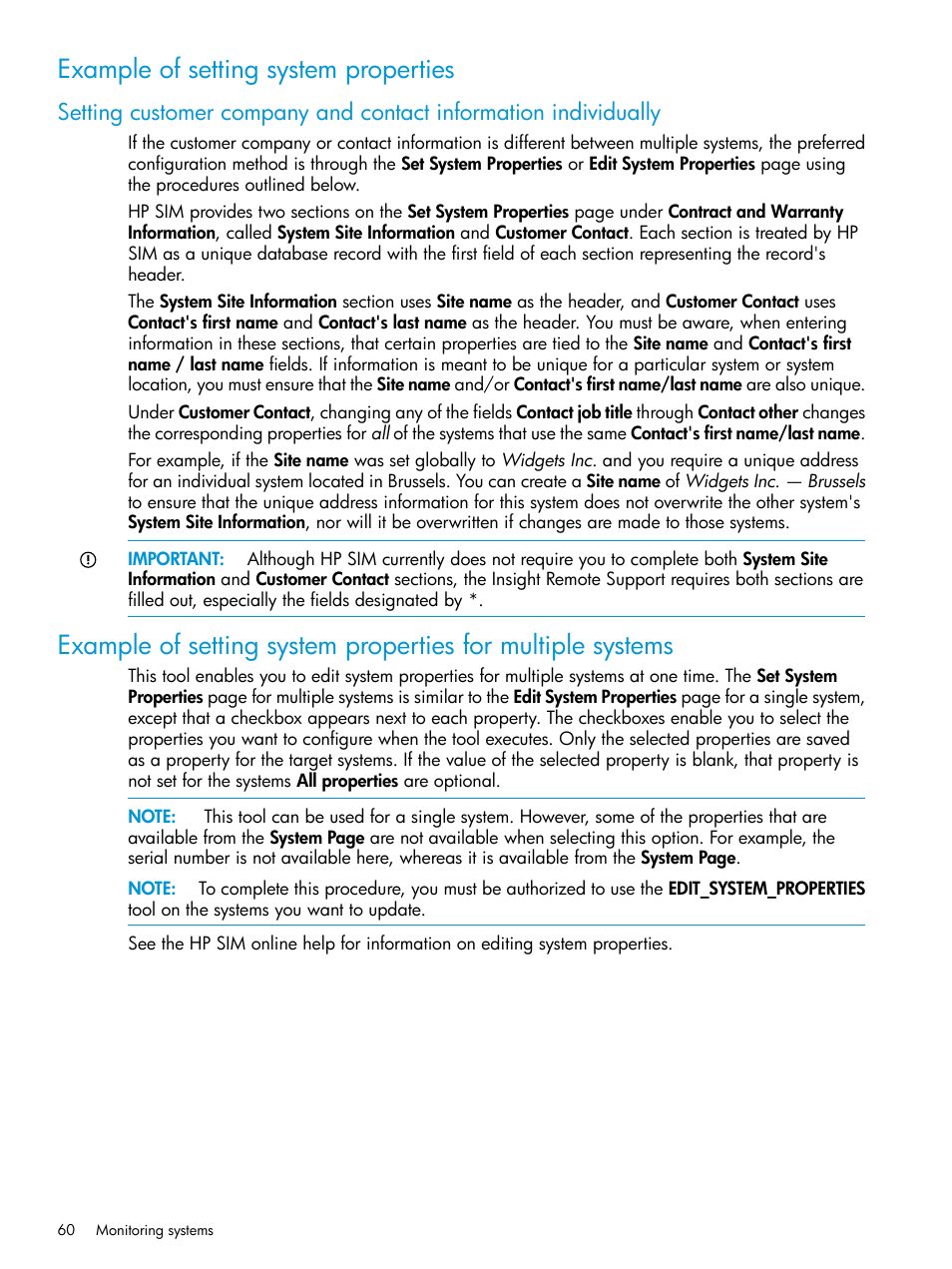 Example of setting system properties | HP Systems Insight Manager User Manual | Page 60 / 256