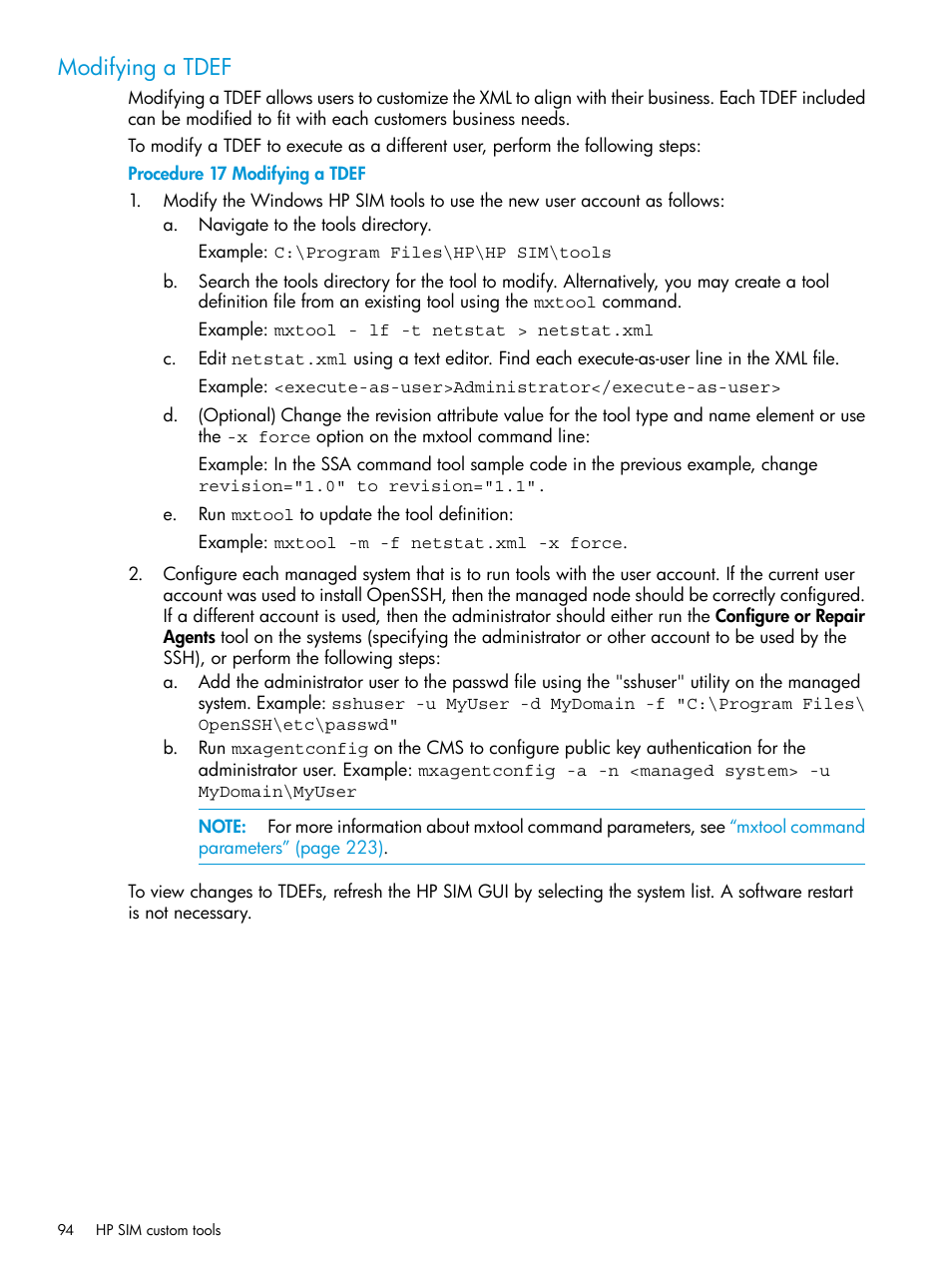 Modifying a tdef | HP Systems Insight Manager User Manual | Page 94 / 256