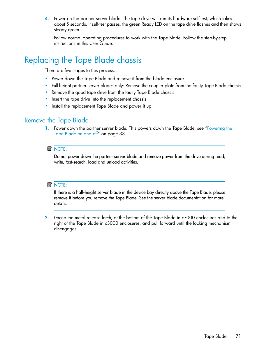 Replacing the tape blade chassis, Remove the tape blade, Replacing the tape blade | Chassis | HP StoreEver LTO Ultrium Tape Blades User Manual | Page 71 / 84