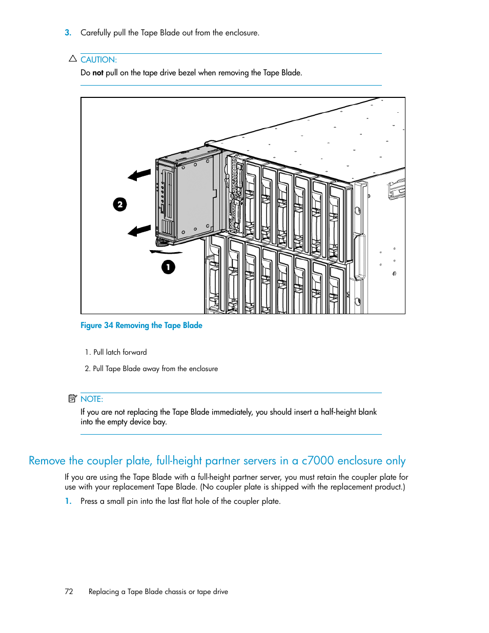 Removing the tape blade | HP StoreEver LTO Ultrium Tape Blades User Manual | Page 72 / 84