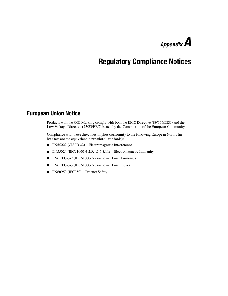 Appendix a: regulatory compliance notices, European union notice, Appendix a | Regulatory compliance notices, Appendix | HP NC6136 PCI Gigabit Server Adapter 64.66 1000-SX User Manual | Page 14 / 17