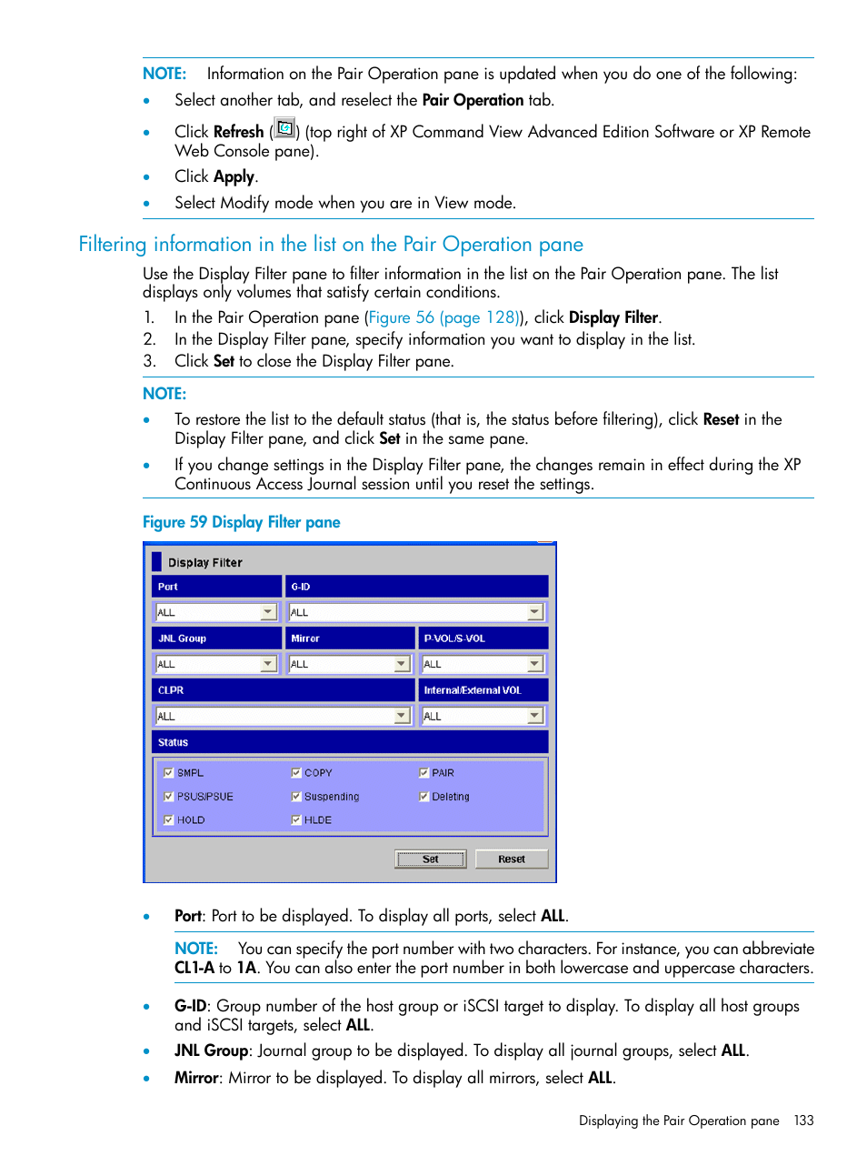 Pane | HP XP Continuous Access Software User Manual | Page 133 / 215