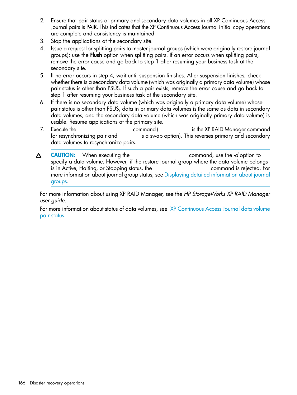 HP XP Continuous Access Software User Manual | Page 166 / 215