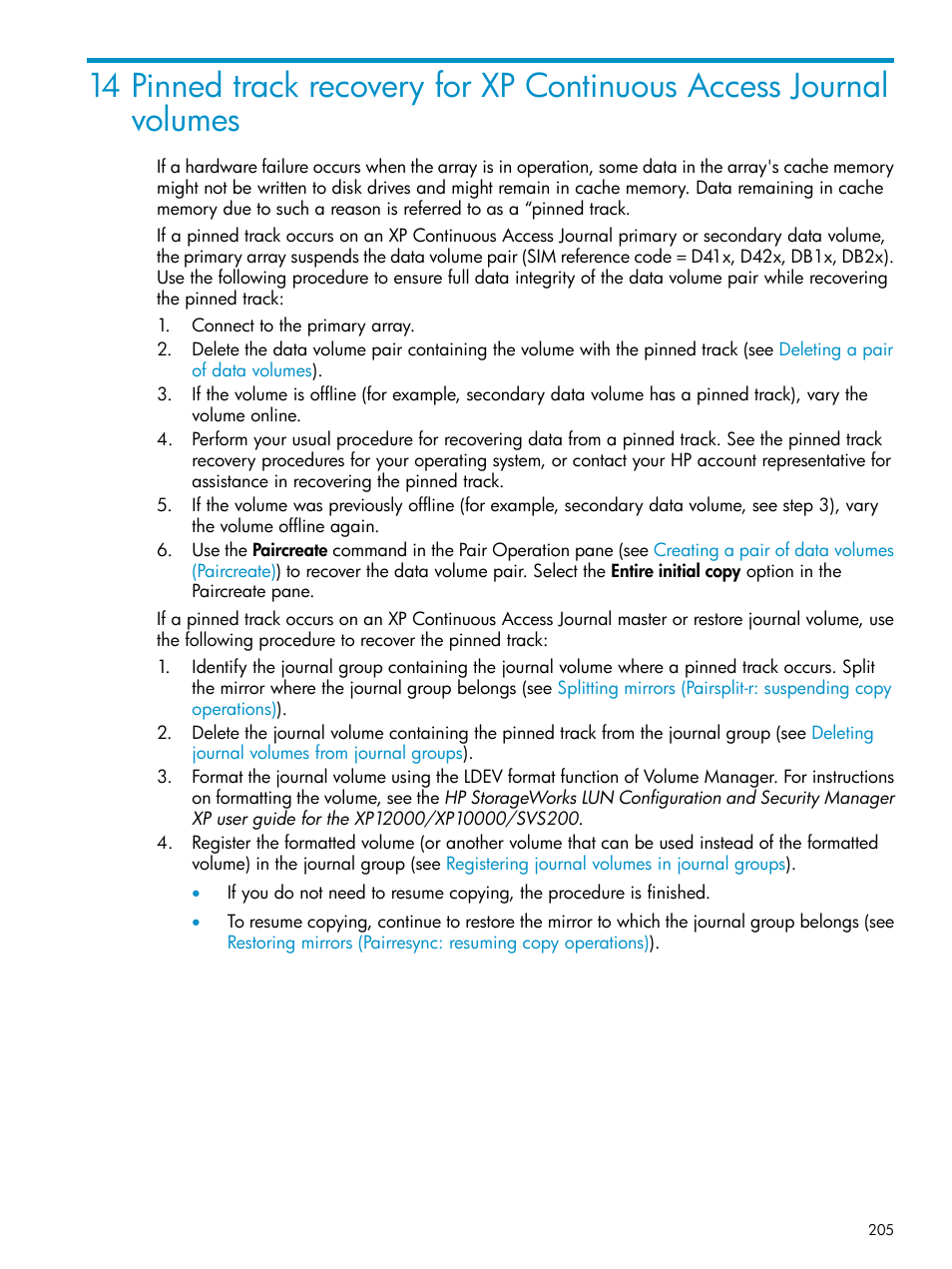 Volumes | HP XP Continuous Access Software User Manual | Page 205 / 215