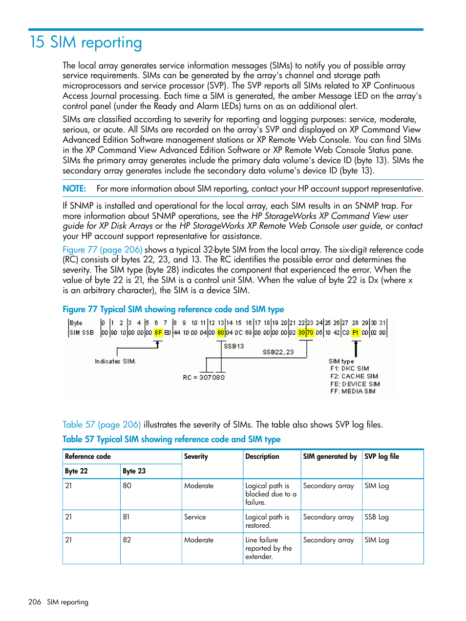 15 sim reporting, Sim reporting | HP XP Continuous Access Software User Manual | Page 206 / 215