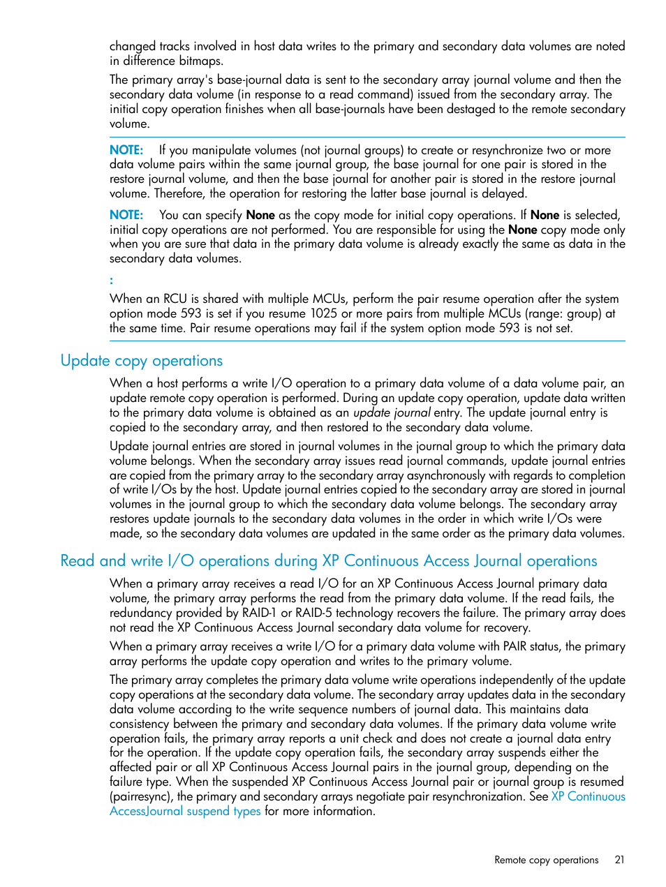 Update copy operations | HP XP Continuous Access Software User Manual | Page 21 / 215