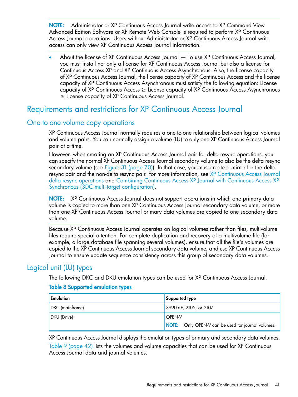 One-to-one volume copy operations, Logical unit (lu) types | HP XP Continuous Access Software User Manual | Page 41 / 215