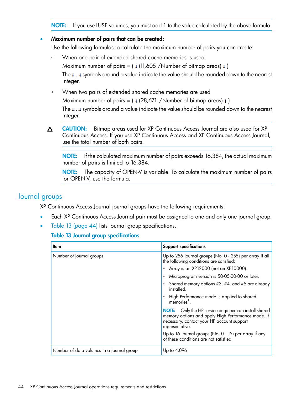 Journal groups | HP XP Continuous Access Software User Manual | Page 44 / 215