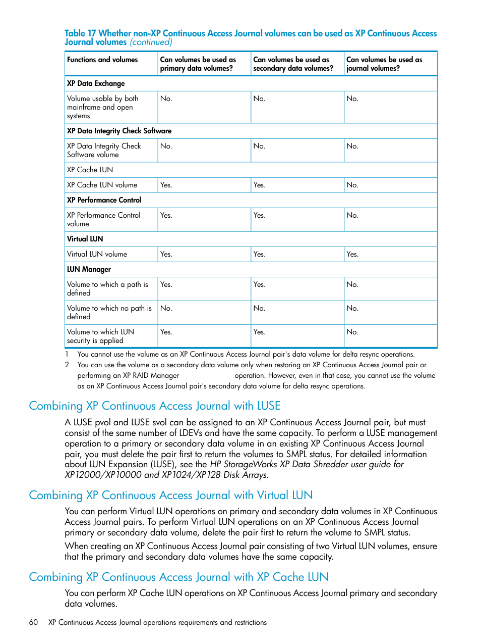 Combining xp continuous access journal with luse | HP XP Continuous Access Software User Manual | Page 60 / 215