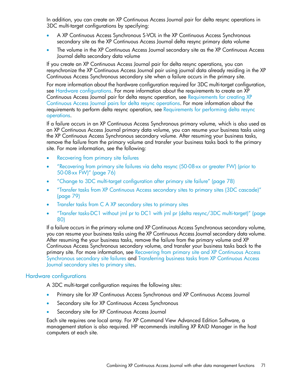 Hardware configurations | HP XP Continuous Access Software User Manual | Page 71 / 215