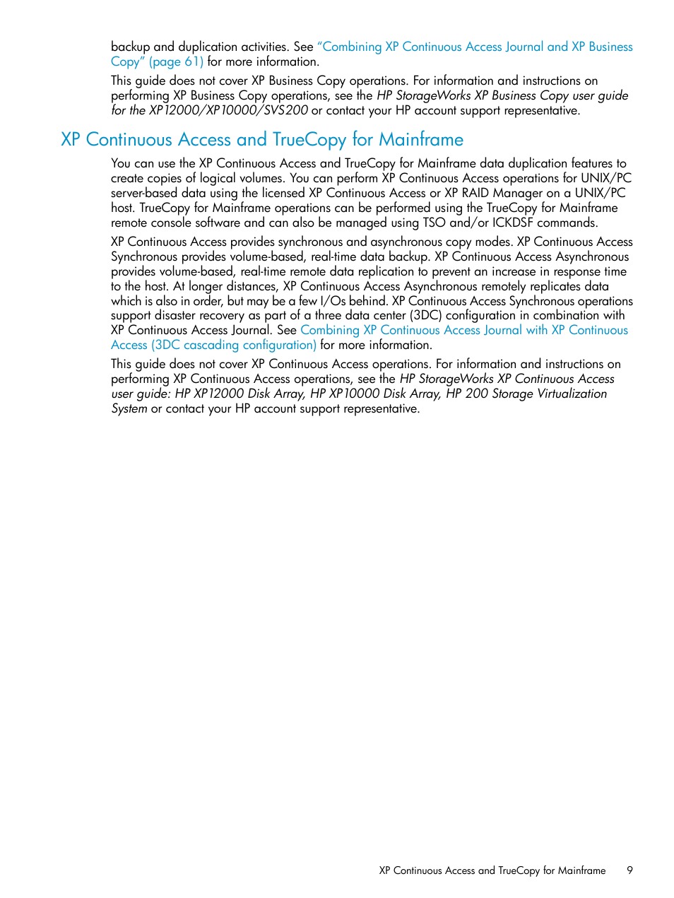 Xp continuous access and truecopy for mainframe | HP XP Continuous Access Software User Manual | Page 9 / 215