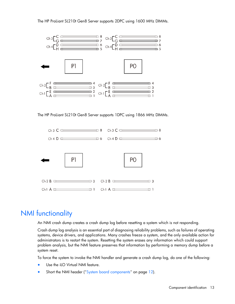 Nmi functionality | HP ProLiant SL210t Gen8 Server User Manual | Page 13 / 103
