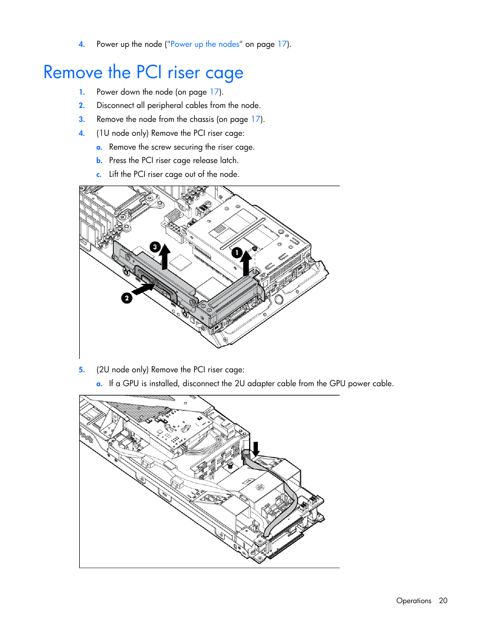 Remove the pci riser cage | HP ProLiant SL210t Gen8 Server User Manual | Page 20 / 103
