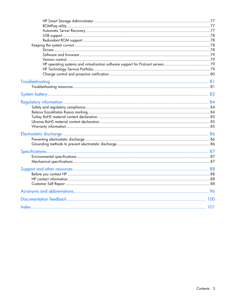 HP ProLiant SL210t Gen8 Server User Manual | Page 5 / 103