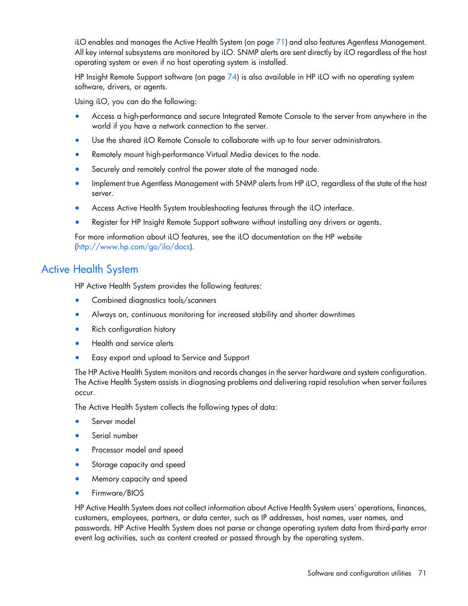 Active health system | HP ProLiant SL210t Gen8 Server User Manual | Page 71 / 103
